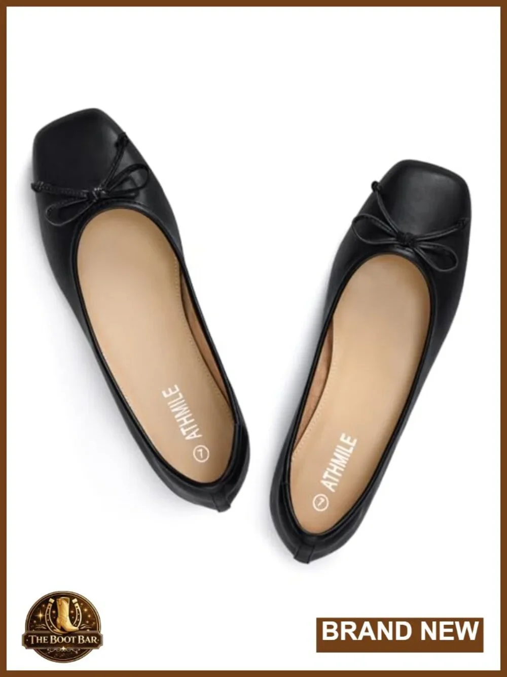 Women's Square Toe Ballet Flats, Bow Slip On Dressy Casual Shoes, Soft PU